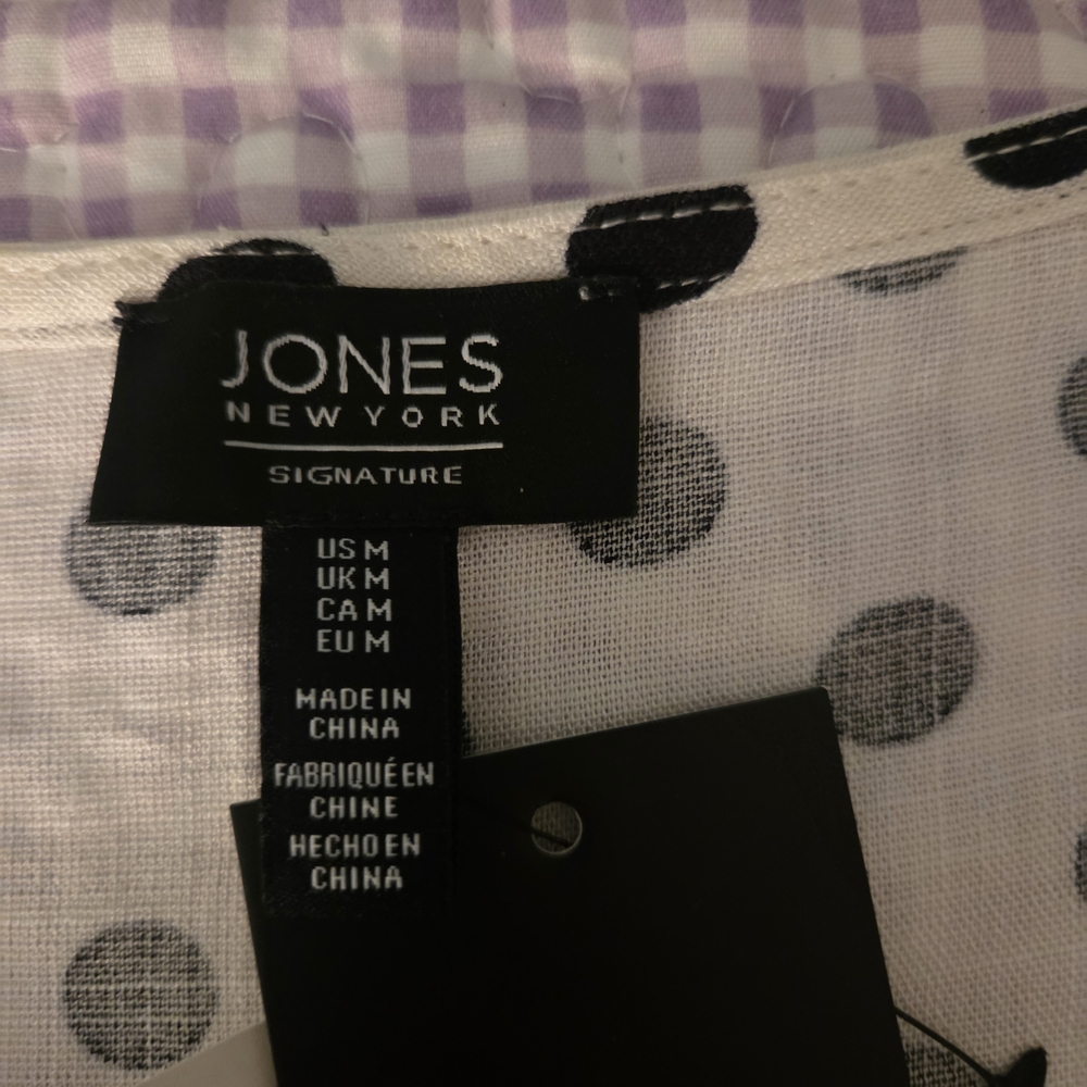 Jones New York White Blouse with Black Polka Dots - Picture 2 of 7